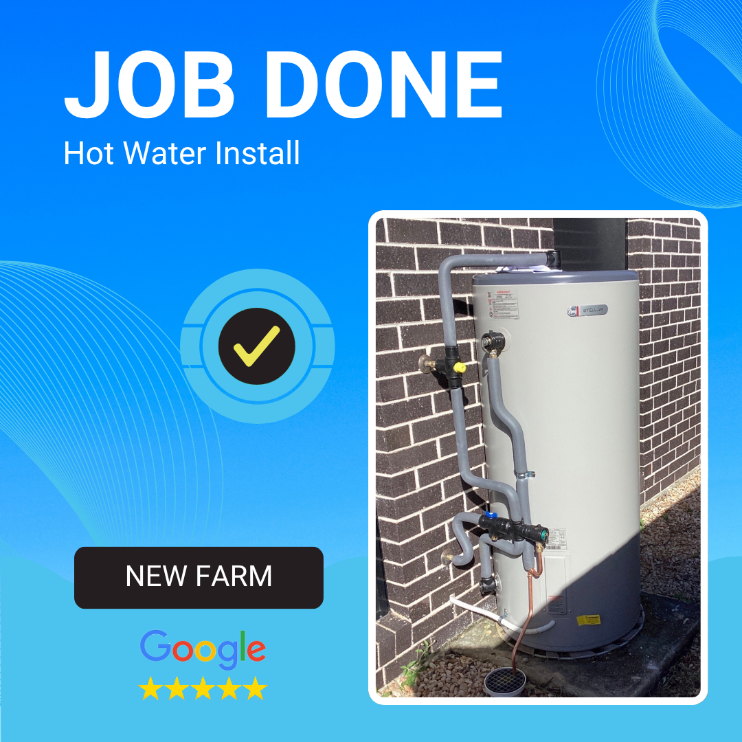 Hot water install in New Farm